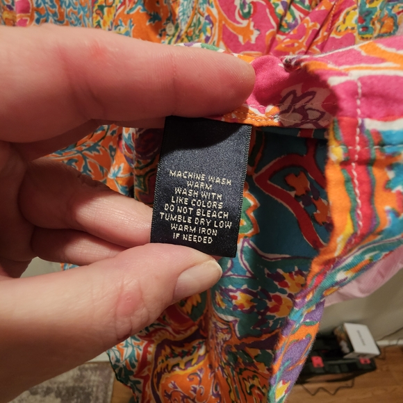Lauren Ralph Lauren Vibrant Orange and Teal Paisley Blouse - Picture 7 of 7